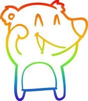 rainbow gradient line drawing laughing bear cartoon vector