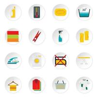 Laundry icons set in flat style vector