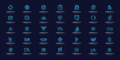 Mega logo Collection of abstract logo designs. flat minimalist modern for business.Premium Vector