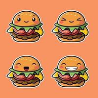 vector illustration of cute burger emoji