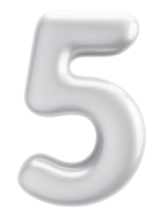 Number 5 3d silver Element png