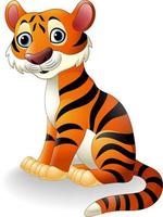 Cartoon tiger sitting vector