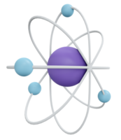 3D rendering of atom molecule icon png