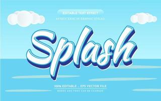 efecto de texto editable splash 3d vector