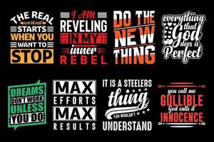 Typography t shirt design bundle, free vector element, graphic illustration