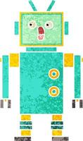 retro illustration style cartoon robot vector