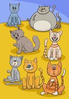 cartoon cats and kittens animal characters group vector