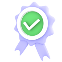 verified with badge 3d illustration for ecommerce icon png