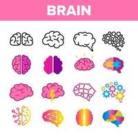 Brain, Neurology Organ Vector Linear Icons Set