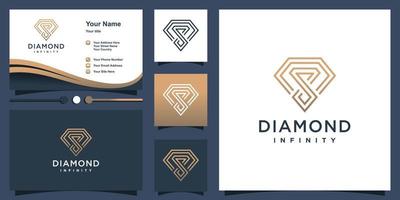 Diamond logo design vector with creative infinity concept Premium Vector