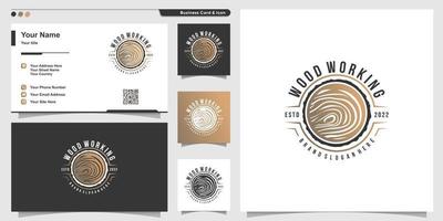 Wood working logo design with creative unique concept Premium Vector