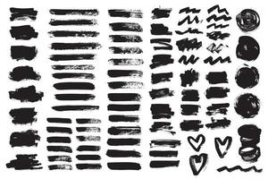 Vector set grunge brush stroke. Black paint brush. Grunge brush design element.