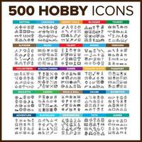 Hobby Icon Thin Line Big Set Vector