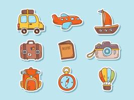 Kawaii Traveling Stickers Set vector