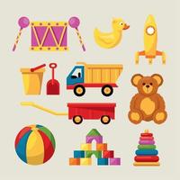 ten toys kids icons vector