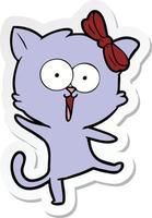 sticker of a cartoon cat vector