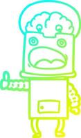 cold gradient line drawing cartoon robot vector