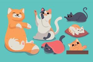 set cute cats vector