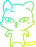 cold gradient line drawing cartoon cat vector