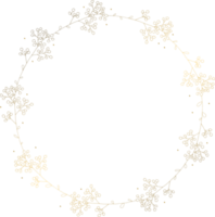 Flower wreath elegant with gold png