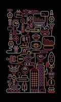 Robots Neon Vector Illustration