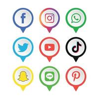 Social media icons set Logo Vector Illustrator