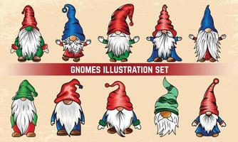 Christmas Gnomes Vector illustration collection