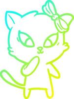 cold gradient line drawing cartoon cat vector