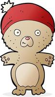 cartoon cute teddy bear in hat vector