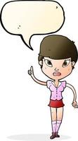 cartoon woman with idea with speech bubble vector