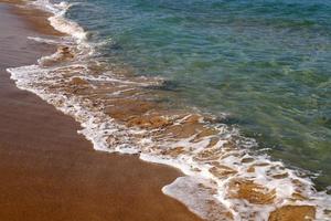 Sandy beach on the Mediterranean Sea in northern Israel. photo