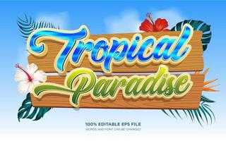 efecto de estilo de texto editable paraíso tropical vector