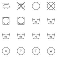 Laundry Guide Line Icon Set vector