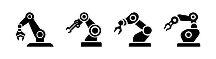 Robotic hand manipulator silhouette symbol icon. vector