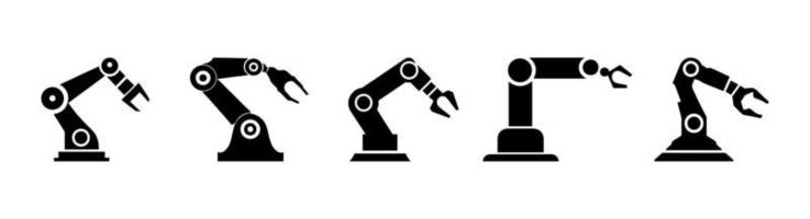 Robotic hand manipulator silhouette symbol icon. vector