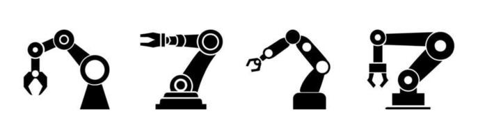 Robotic hand manipulator silhouette symbol icon. vector