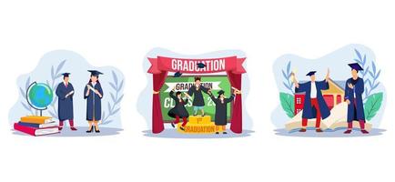 Graduation Toga Outfit Flat Bundle Design vector