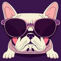 illustration Vector graphic of French bulldog wearing sunglasses isolated good for logo, icon, mascot, print or customize your design