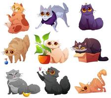 Cute pets, cats and kittens in different poses vector