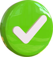 Green Tick, Check Icon 3D Render png