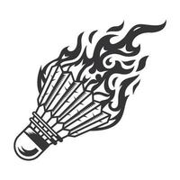 Hot badminton fire logo silhouette. badminton club graphic design logos or icons. vector illustration.