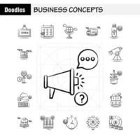 Business Concepts Hand Drawn Icons Set For Infographics Mobile UXUI Kit And Print Design Include Clipboard Setting Gear Pencil Monitor Internet Setting Dollar Collection Modern Infographic vector