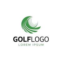 Golf ball logo with green wings vector