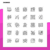 Set of Hobbies Line Icon set 25 Icons Vector Minimalism Style Design Black Icons Set Linear pictogram pack