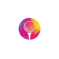 Golf ball on tee logo isolated on white background . vector