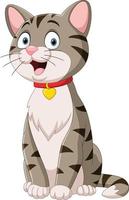 Cartoon funny cat sitting on white background vector