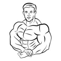 Man Bodybuilder Black and White Illustration vector