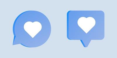 Like heart follow social media mark symbol on 3d speech bubble chat vector