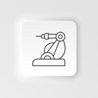 Hand, robotic, arm, laser icon - Vector. Artificial intelligence neumorphic style vector icon on white background