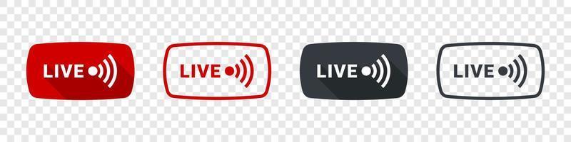 Live streaming icons. Live broadcasting symbols concept. Online stream icons. Social media. Vector illustration